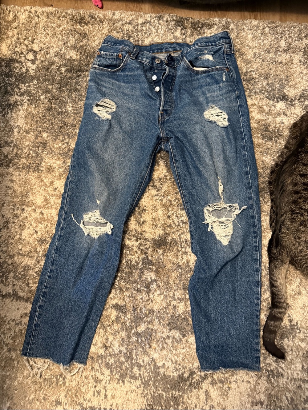 Levi's Distressed Blue Relaxed Fit Women's Jeans